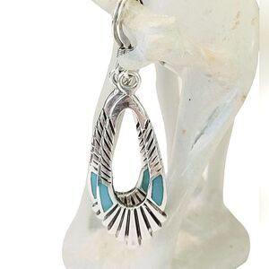 Carolyn Pollock Vintage Sterling Silver Turquoise Western Drop Earrings